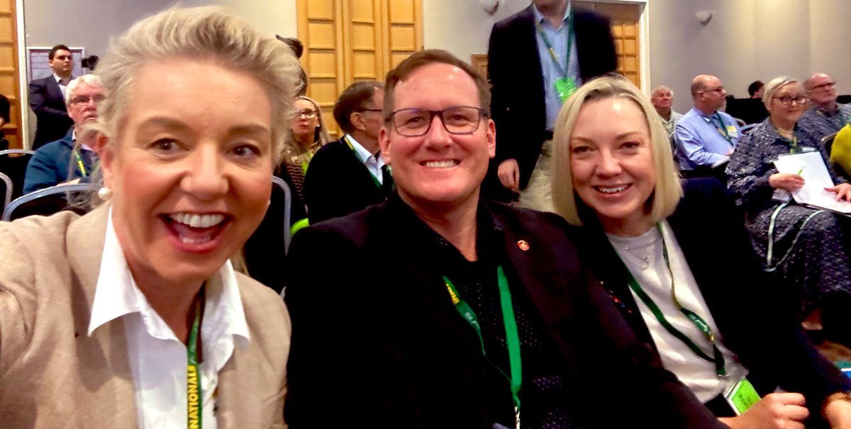 senbmckenzie's tweet photo. Wonderful to be back in the west at @TheNationalsWA state conference catching up w old friends💚💛, young Nats and local party members from across the state. Proudly supporting live 🐑 exports, a respectful No to Labor’s Voice referendum and protecting private property rights! https://t.co/RWK56yHFXQ