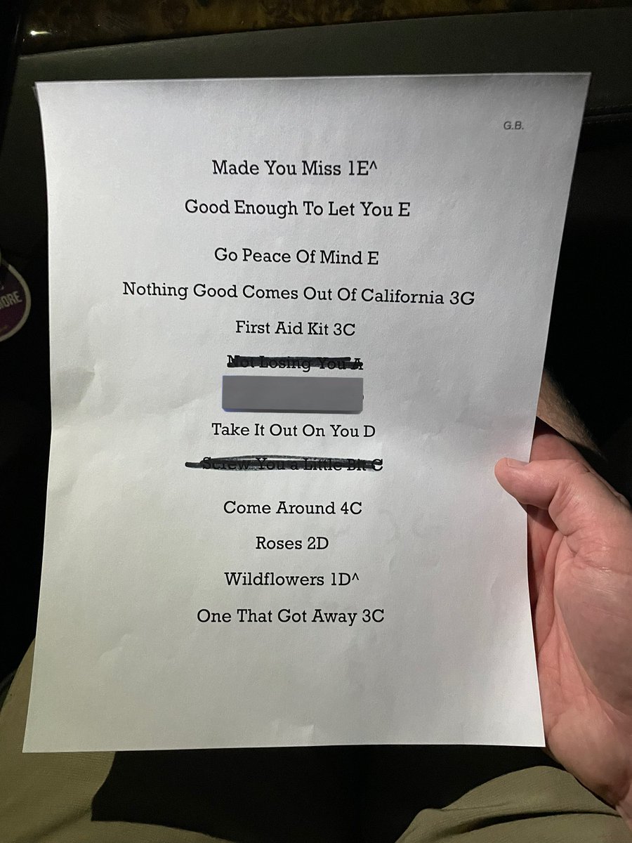 Maddie Poppe setlist from her show at the #MIM tonight. I put a bar over the song she hasn’t released yet. Love you @MaddiePoppe I can’t believe I’ve seen you 4 times now. You’re always so wonderful!