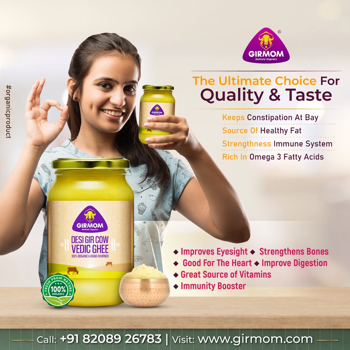 Girmom Vedic Ghee Is The ultimate choice for quality & taste.
Buy Girmom Ghee, Available On Amazon & Flipkart.
#girmom #girmomorganics #organics #organicghee #girmomghee #vedicghee #desighee #cowghee #tup #A2ghee #bilonaghee