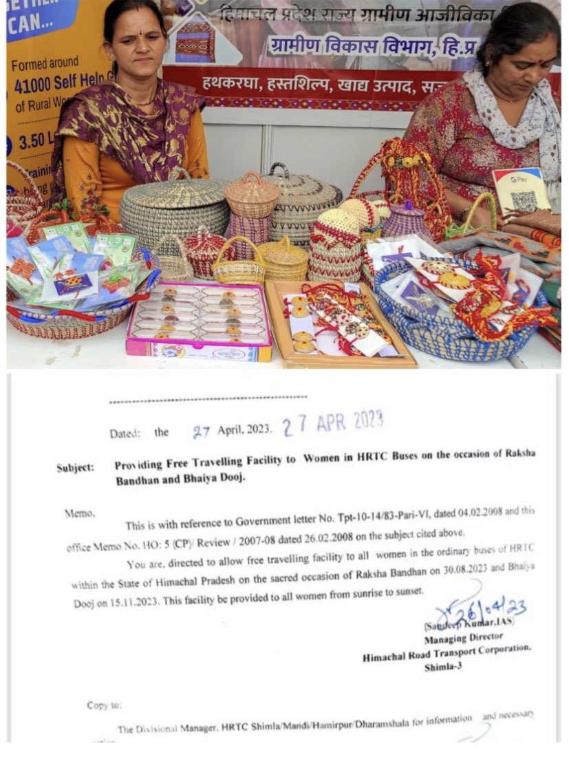 Anilkimta2's tweet photo. Himachal:HRTC,to provide free travel to all women in the buses on the occasion of Rakhi on 30-08-23.Govt of HP has given this gift to all the sister on Raksha Bandhan .#Himachal #rakhi #HRTC #Shimla https://t.co/LVsOteWcwb