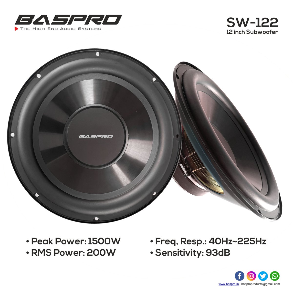baspro_india's tweet photo. BASPRO SW-122 12 inch Subwoofer with 1500 Watt MAX Power
#baspro #bass #subwoofer #woofer #speaker #music https://t.co/4tGupedKXD