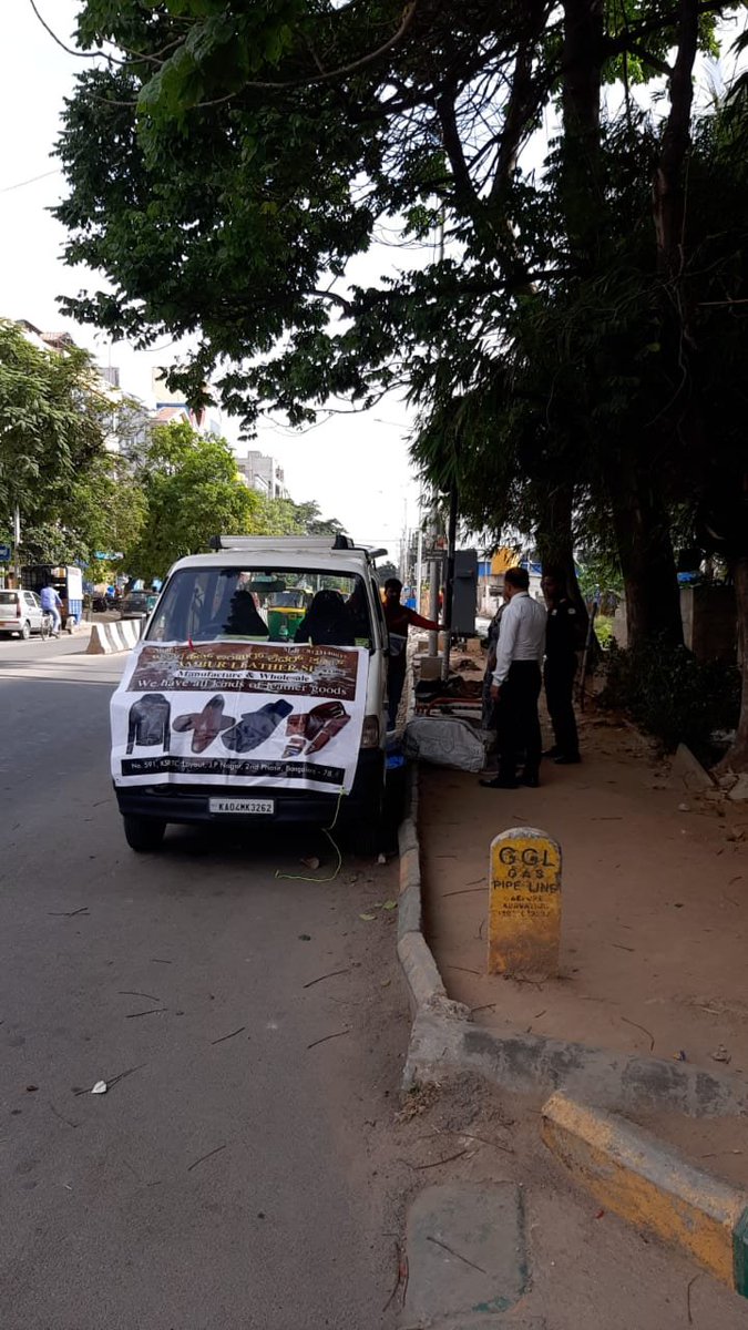 <a href="/blrcitytraffic/">ಬೆಂಗಳೂರು ಸಂಚಾರ ಪೊಲೀಸ್ BengaluruTrafficPolice</a> <a href="/hsrltrafficps/">HSR LAYOUT TRAFFIC BTP</a> this van guy has set up a shoe stall on 5th Main HSR Layout right under a no parking sign next to Salarpuria Serenity Apts. He hasn't budged despite being told he can't set up there.