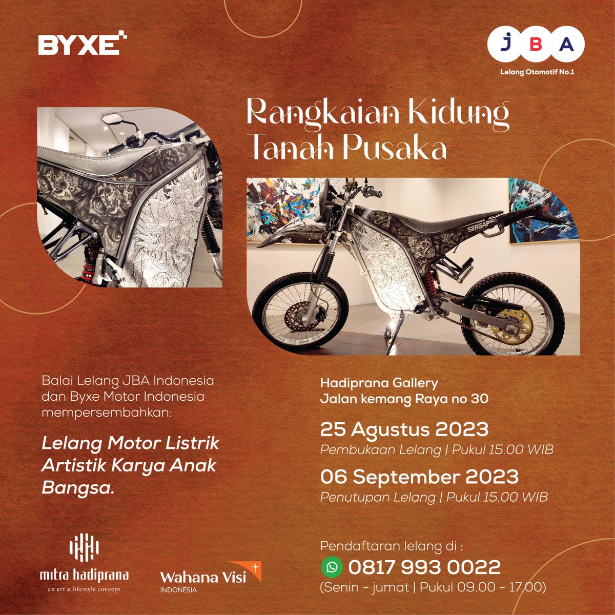 sergap_motor's tweet photo. Pelukis Putu Bonus Sudiana kolaborasi dengan produsen sepeda motor listrik Sergap PT BMI (BYXE Motor Indonesia). Putu melukis bodi sepeda motor listrik Sergap 30.1 Trail E-Motocraft yang akan dilelang. https://t.co/0YYnUQzPQV