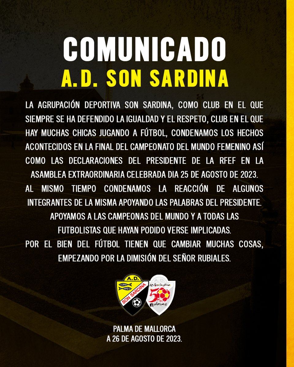 🟨⬛ Comunicado A.D. Son Sardina