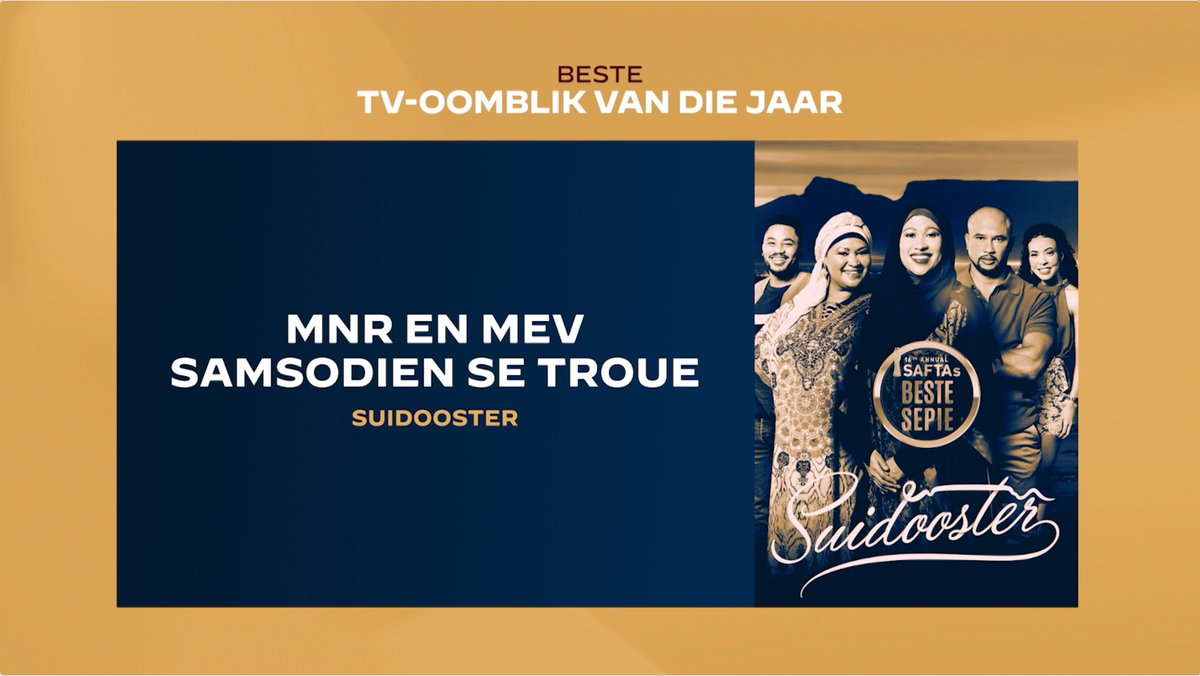 Die beste TV-oomblik van die jaar gaan aan #Suidooster – Mnr. en Mev. Samsodien se troue. 🤩🤩

#Silwerskermfees
