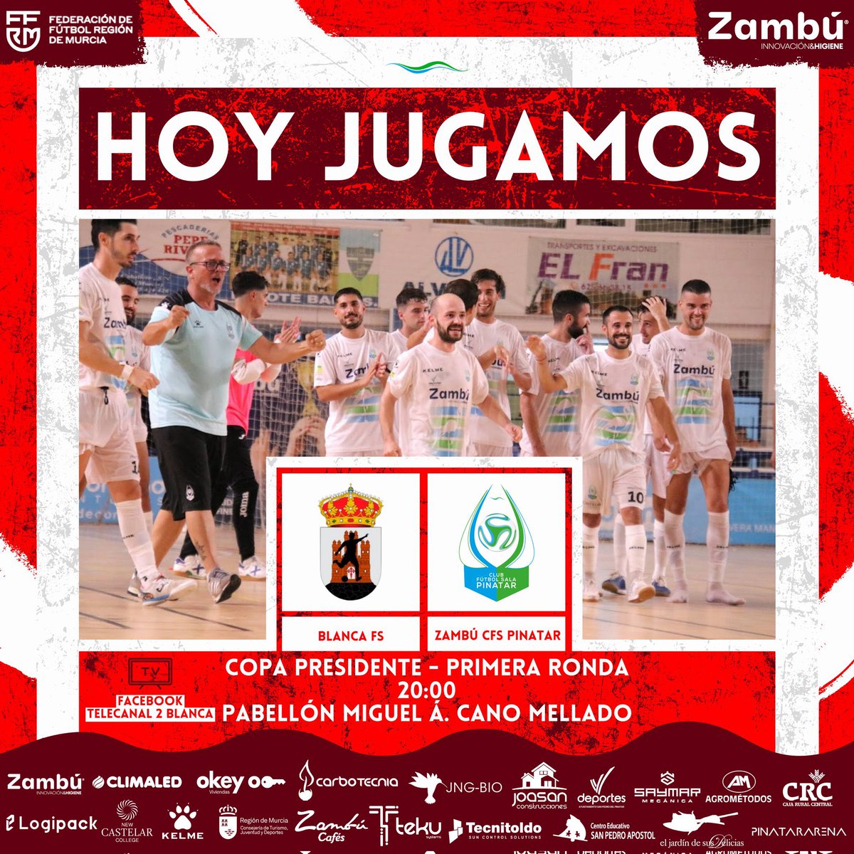 10Juanpi10's tweet image. 💙¡𝐃Í𝐀 𝐃𝐄 𝐏𝐀𝐑𝐓𝐈𝐃𝐎!💚 

🏆Copa Presidente (1ª eliminatoria)
🆚@BlancaFS4
📍Blanca
🏟Pabellón Miguel Á. Cano Mellado
⏰20:00
📺Facebook Telecanal 2 Blanca (facebook.com/Telecanal2Blan…) 

#PicoYPala #GoZambú #GoPinatar