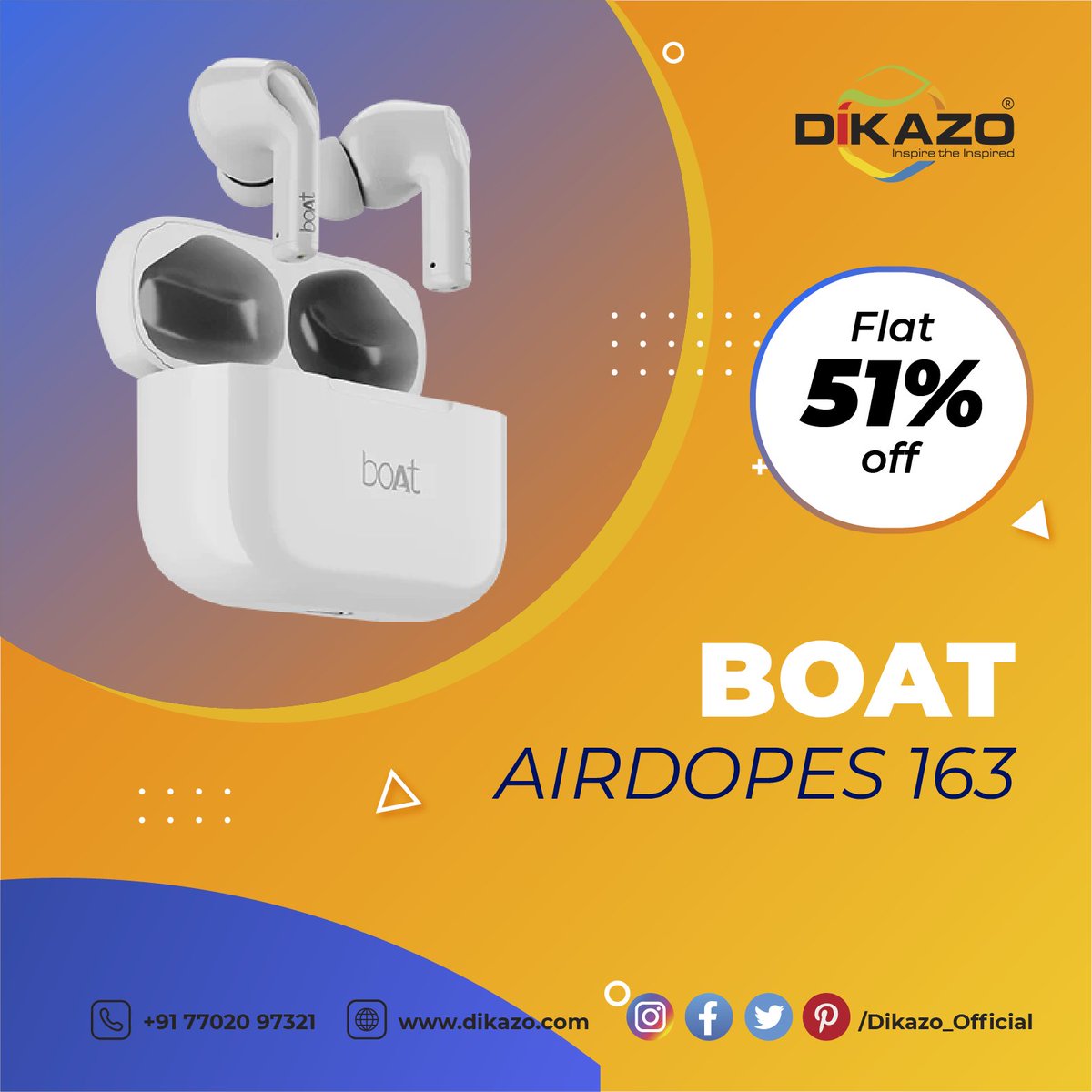 Dikazo_Official's tweet photo. BoAt Airdopes 163 TWS Earbuds 🎧These earbuds are so 🔥, they'll make you the life of the party! 🎉 Order your pair today! 🛒#BoAt #Airdopes #163 #TWS #Earbuds #IPX5 #WaterResistant #IWP #Technology
visit- https://t.co/a6OPlYyCRx https://t.co/AD1jf9B8GV