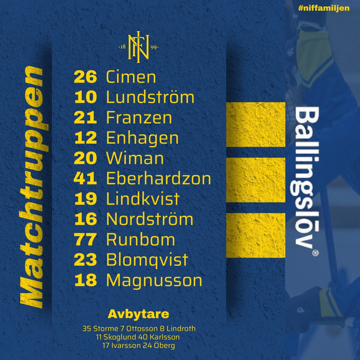 Säsongens första trupp med två unga debutanter! 💙💛