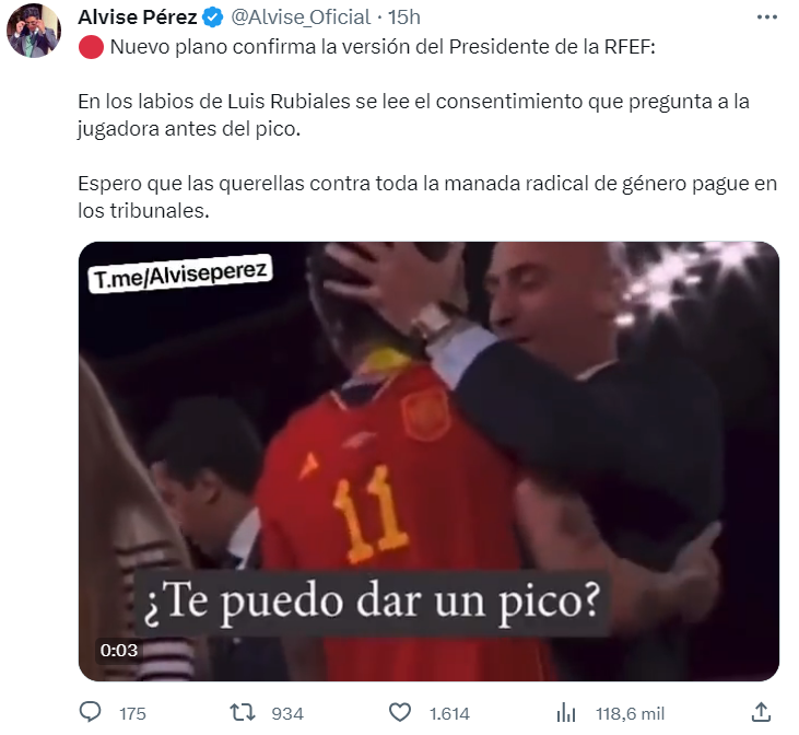 JulianMaciasT's tweet photo. Los principales profesionales de la mentira del país (Vito Quiles, Alvise y Eduardo Inda) son los principales defensores de Rubiales con mentiras y vídeos manipulados.
Esclarecedor. Lamentable el daño que la RFEF está haciendo a la marca España
#SeAcabó
👉 https://t.co/1G2PnojejP https://t.co/UxHemmTS6T