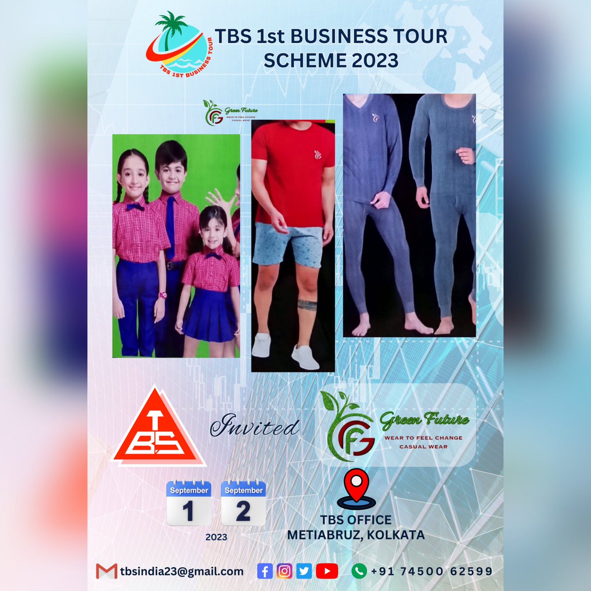 tbsindia23's tweet photo. ONE OF THE BEST BIHAR BRANDS “GREEN FUTURE" IS COMING IN METIABRUZ, KOLKATA AT TBS OFFICE.
BE PREPARED AND STAY TUNED WITH TBS.
#tbsindia23 #TirupatiBalajiSales #tbs #TBS_1st_Business_Tour
#Aug_Sep_Scheme23 #TourScheme23 #Green_Future #Bihar #Bihar_Top_Brand https://t.co/EO9AgE5fNk