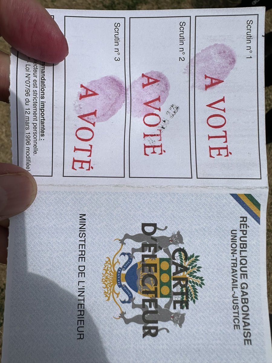LeeWhiteCBE's tweet photo. I just voted in Gabon’s first General election for @PresidentABO and for Marc Mbomoh’s list - in which I am in third position. Oyé le PDG! Oyé Oye Oye victoire cash! https://t.co/IiewLA8dUK