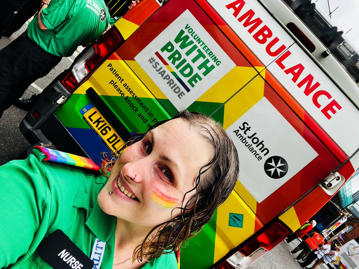 caffeinurse's tweet photo. All rainbowed up for #ManchesterPride with @SJA_GM @stjohnambulance! #SJAPride #VolunteeringWithPride 🏳️🌈🏳️⚧️🐝 https://t.co/hVXp7s0ErV
