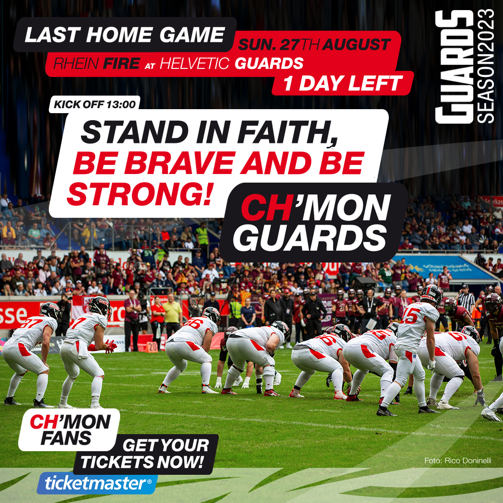 Make sure to get your ticket. One last football party in 2023 🏈⚔️

#RHFatHVG #upforthechallenge #helveticguards #europeanleagueoffootball