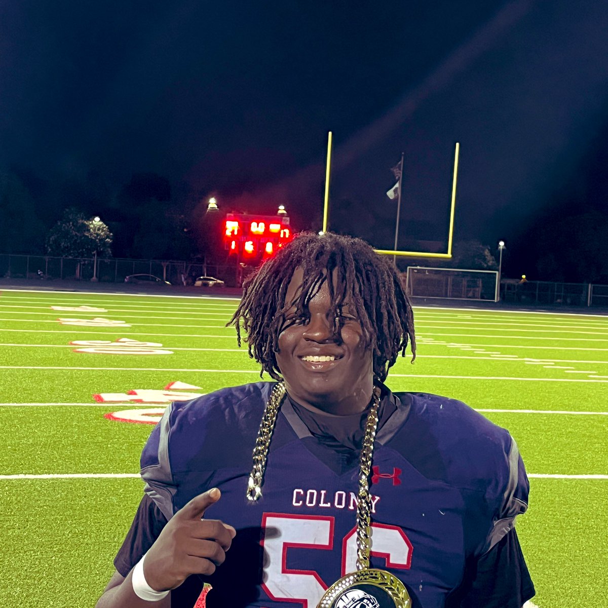 Week 1 Turnover Chain goes to DT <a href="/KalebTulloss_/">Kaleb Tulloss</a> for gathering a couple sacks and causing the game winning 🛑and Forced Fumble! Way to play lights out Kaleb. Iron sharpens iron#Great TEAM VICTORY 21-17 #TTP@CoachZavala58 <a href="/CoachOKeefe/">Coach O’Keefe</a> <a href="/CoachImbach24/">Devan Imbach</a> <a href="/ColonyTitans_FB/">Colony Titans Football</a> @cohiathletics