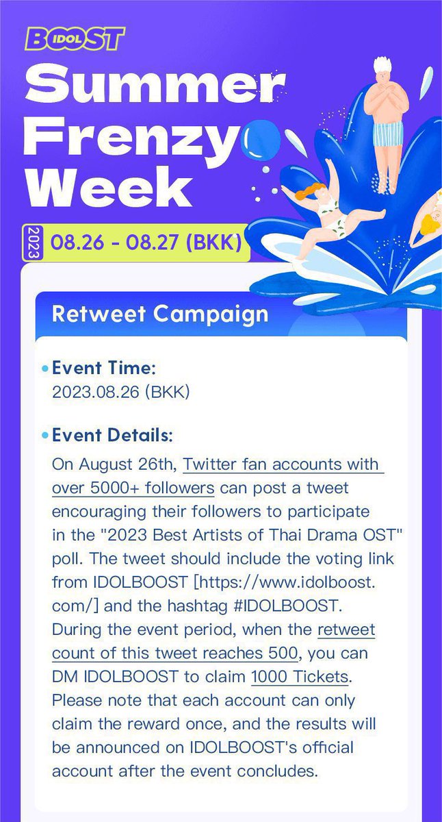 ninjawrong's tweet photo. #IDOLBOOST Summer Frenzy Event

🎟️Retweet Campaign Event Reward: 1000 Tickets if this post gets 500 retweets!

Vote Becky on the 2023 Best Artists of Thai Drama OST 🔗https://t.co/EOHeeqOSCg

give this post 500 retweets to win 1K tickets!  #beckysangels https://t.co/gdnk9jrkIU
