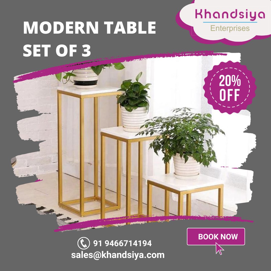 khandsiya_ent's tweet image. Modern Table set of 3 
Order now and get 20% off 
For order contact us :
📱 +91 9466714194
🌎 khandsiya.com
#moderntable 
#modernitems 
#modernsyles
#modernproducts 
#Moderndecor