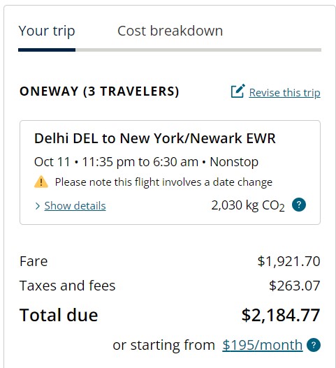 🌟 Booking: DEL 🇮🇳 to EWR 🇺🇸 ✈️ for 3 Pax with United Airlines!  

🪙Used 168,750 Axis ER points, swapped for 135,000 United Miles. 

💸That's a solid $2081 or ₹171,783. 

🎫 Excitement level: off the charts!

#UnitedBound #TravelRewards