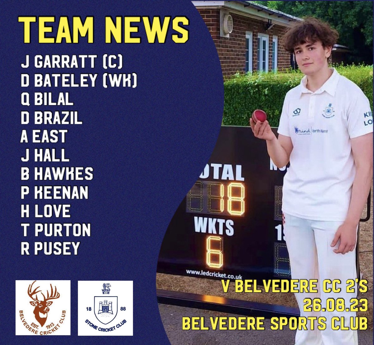StoneCricket's tweet photo. π GAME DAY π
Three debutants and a return for King Louie today as we make the short trip up to Belvedere CC to take on their 2's. Let's hope the rain holds off!
#StoneCC #Stone23 #Cricket #VillageCricket https://t.co/k9ElHGDa6O