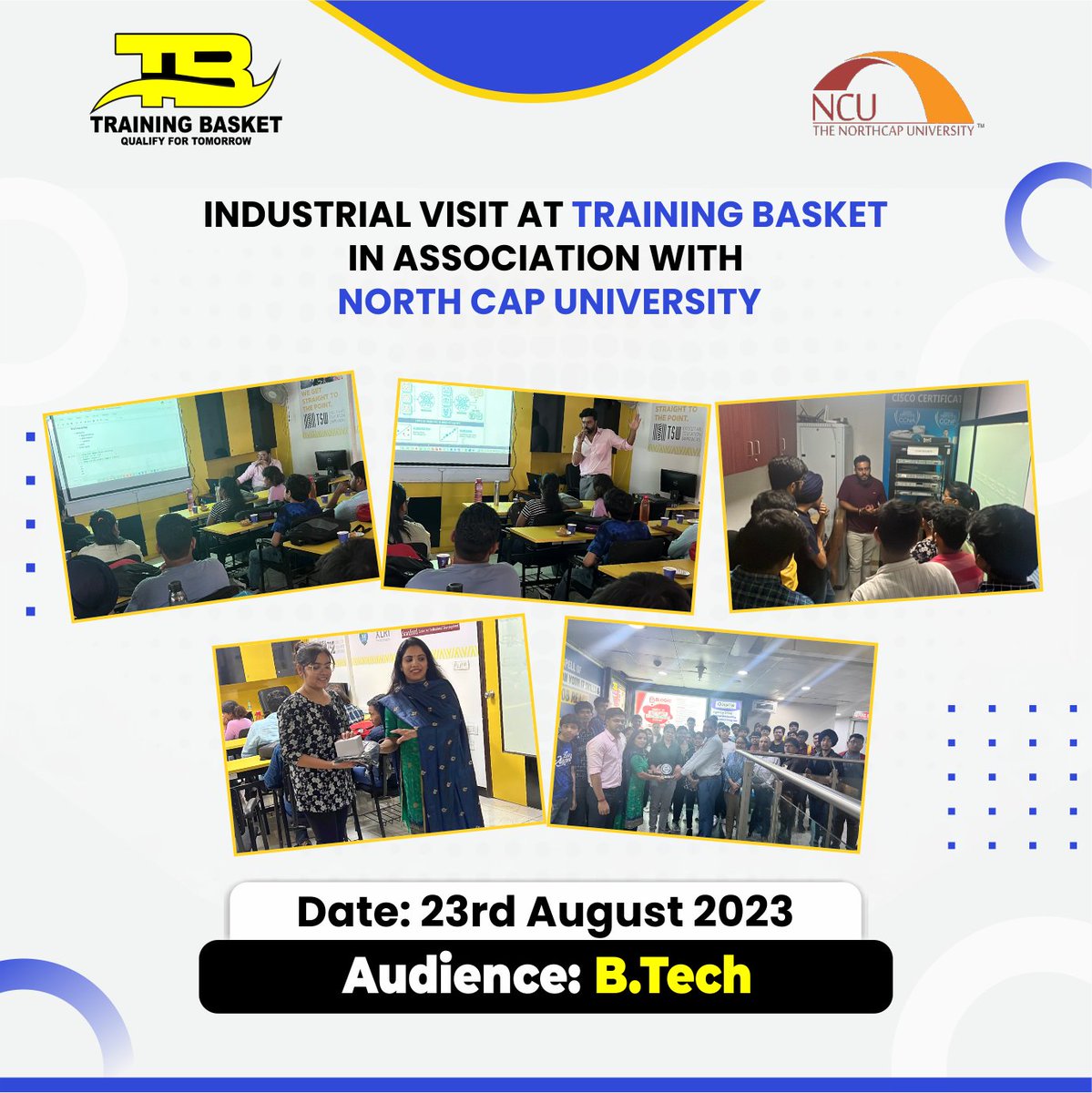 Trainingbasket's tweet photo. 🚀 An Industrial Visit was conducted at @Trainingbasket in collaboration with @NorthCap_Univ 📚💻

Collab with us at https://t.co/1JkwYZqhWZ 🤝

#SalaarTrailer #BoysHostel #DreamGirl2 #chanderyaan3 #SmackDown #BoysHostel #NehaPublicSchool #RC16 #ShivShakti #WomensEqualityDay https://t.co/0F2i4VAiB1