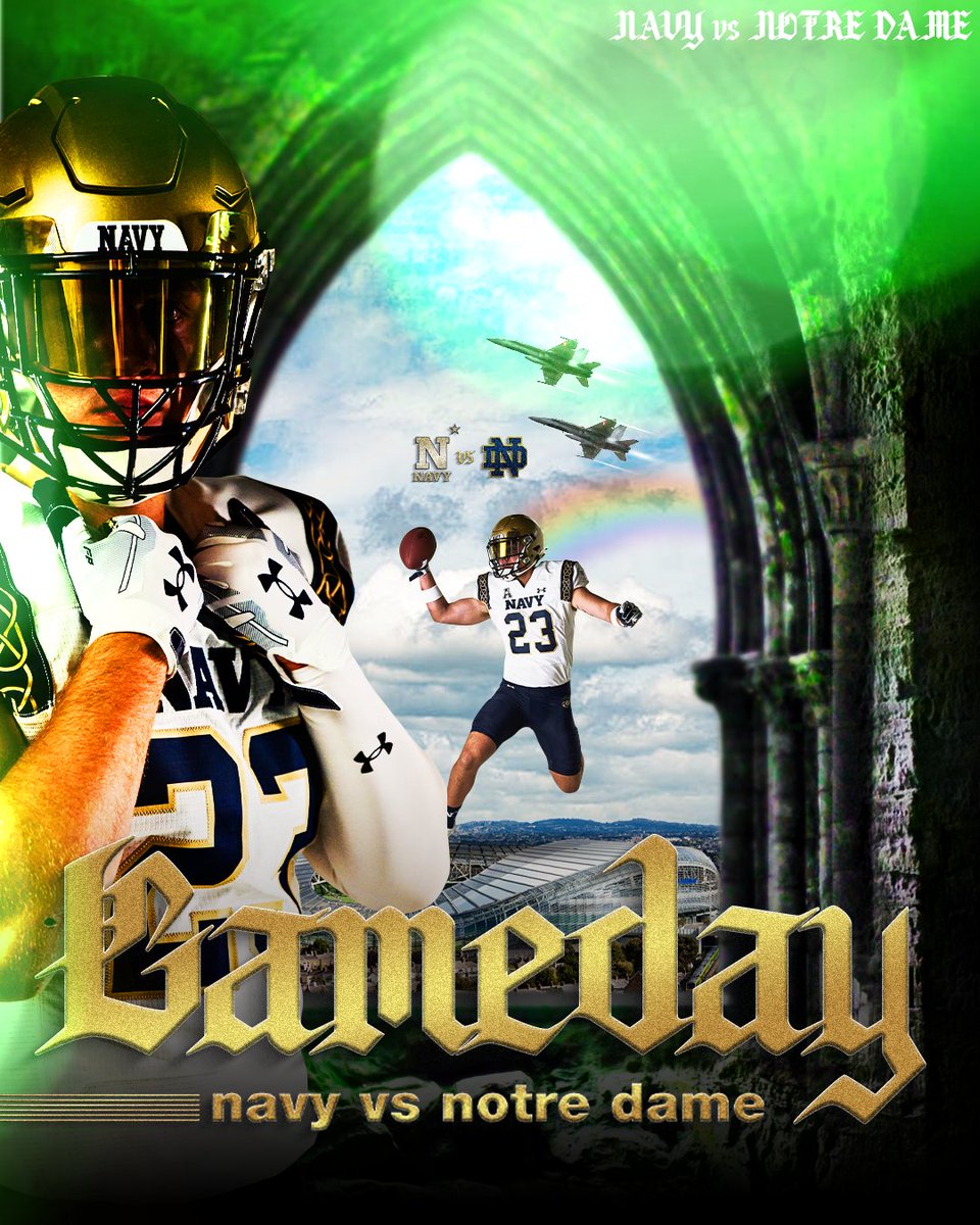 IT'S GAMEDAY! 🆚: Notre Dame ⏰: 7:30 pm Dublin / 2:30 pm ET 📍: Aviva Stadium, Dublin, Ireland 📺: NBC 📻: Navy Radio Network #GoNavy | #RollGoats