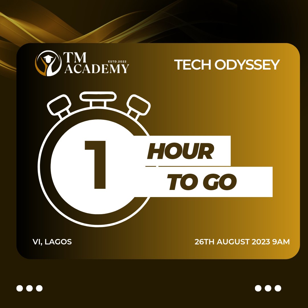 The big day is here 🎉🎉

It's one hour to Tech Odyssey!!🤭🤭🥰🥰

#themorpheusacademy 
#techodyssey 
#techevent 
#onlinetechacademy