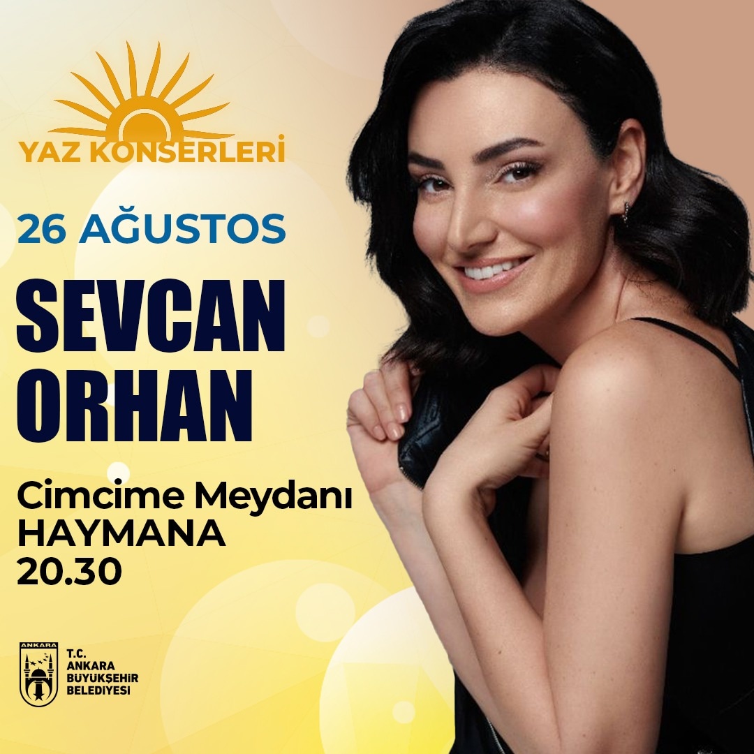 ankarabbld's tweet photo. ☀️ Yaz konserlerimize Türk Halk Müziği’nin sevilen sesleri ile devam ediyoruz.

🎶 26 AĞUSTOS
🕤 20.30

🎤 @sevcanorhan
📍 Haymana / Cimcime Meydanı

🎤 @gulerduman
📍 Mogan Park / Gölbaşı https://t.co/ZHy3ohH5UY