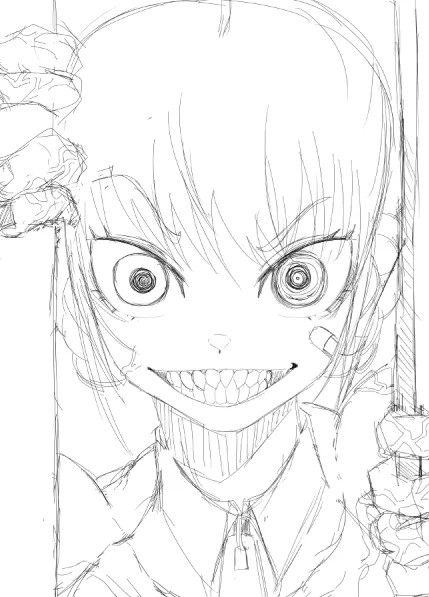 お酒が回ってアーマードコアやれる自信がなかったので玄関をこじ開ける大代真白描いてました 