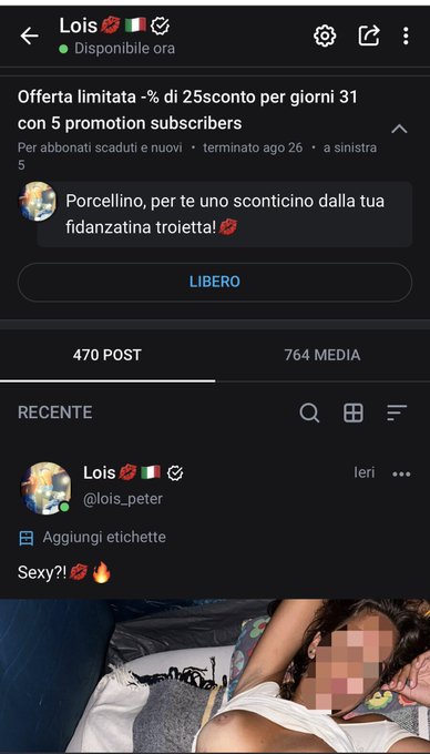 Porcellini!! Vi faccio vedere un capezzolino per ricordarvi che il mio profilo &egrave; ancora in sconto per<a href="/tag/loisvainvacanza"class="tags"><span>#loisvainvacanza</span></a>