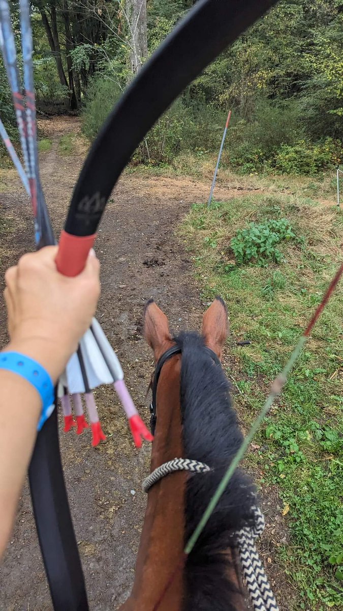Today is the Hunt track. 
Photos from yesterday from mum.
#HorsebackArchery #Archery #PonyHour