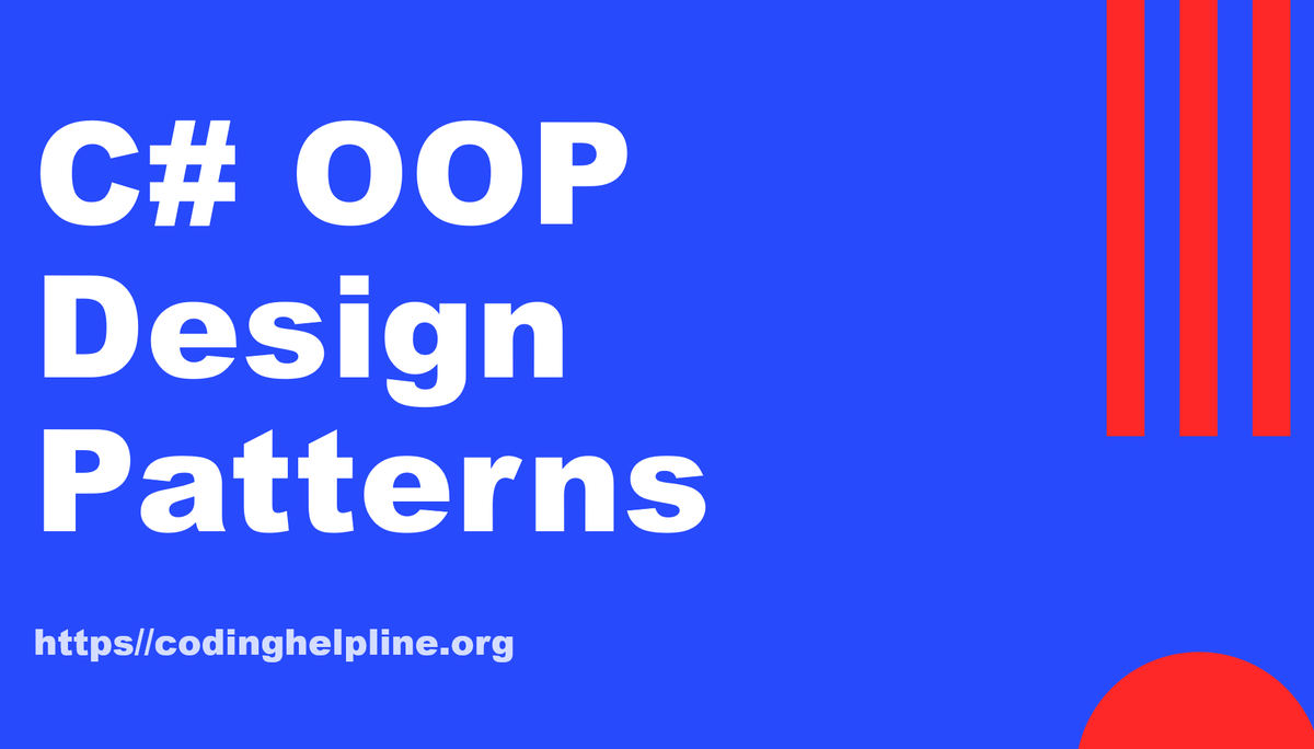 CodingHelpLine's tweet image. Introduction to C# Object-Oriented Design Patterns. 
#tutorials 
#designpatterns
#100daysofcoding
#learnprogramming
#csharpprogramming
#csharpdesignpatterns 
#CodingHelpLineTutorials
#objectorienteddesignpatterns 
codinghelpline.org/introduction-c…