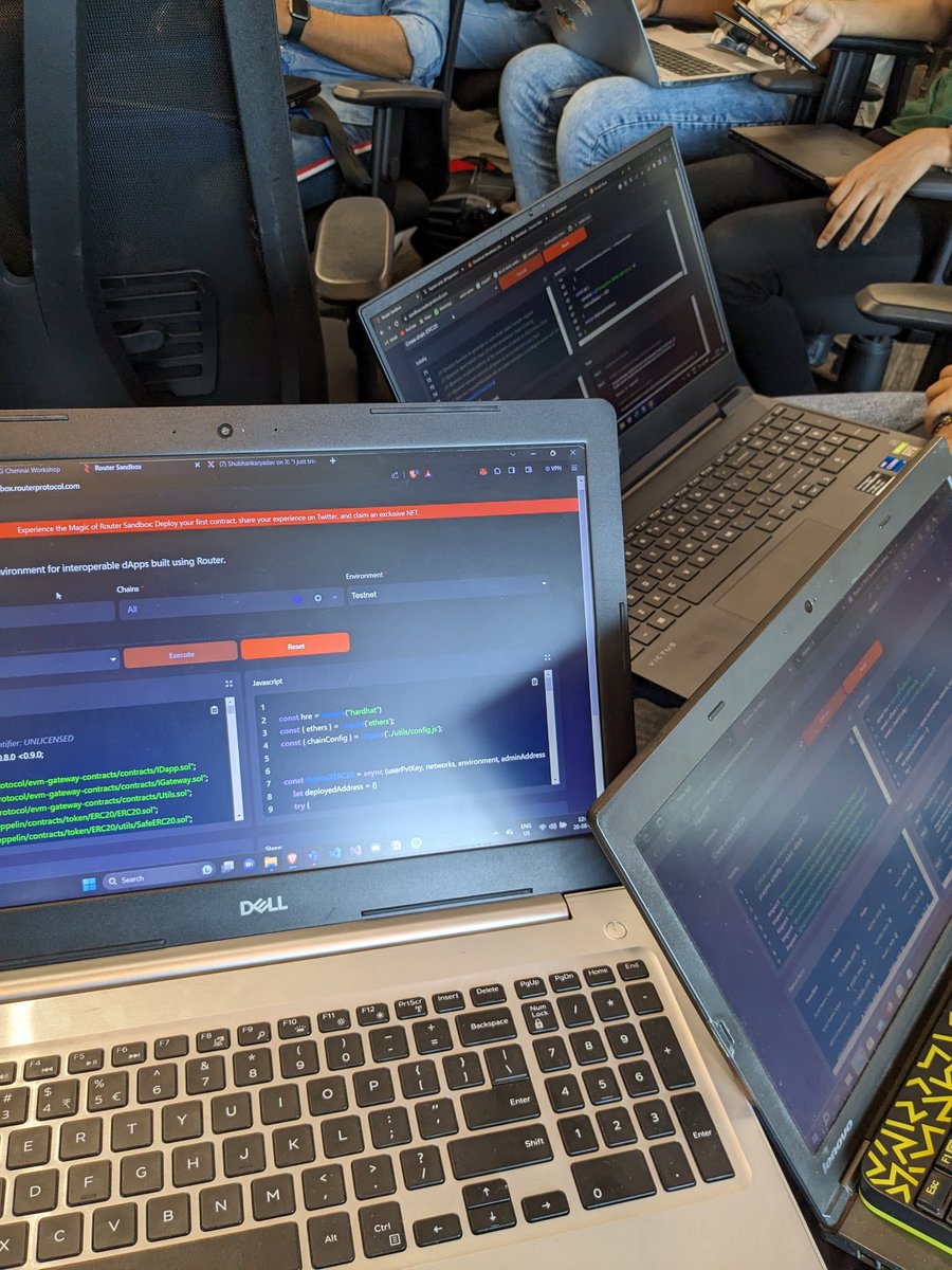 Shubhankary08's tweet image. Power-packed workout at the Router Protocol session!  Just experienced the Sandbox and deployed a Cross-chain ERC20 in a blink. Simplifying cross-chain dApps like never before! #RouterProtocol #BlockchainSimplicity
