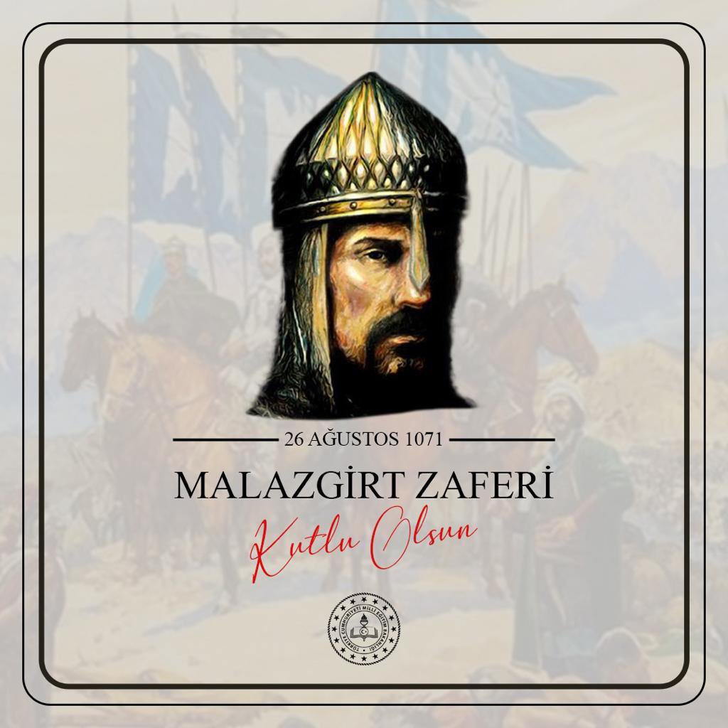 Bugün Anadolu’yu bize ebedi vatan kılan ve yedi düvele meydan okuyan bir devletin temellerini atan #MalazgirtZaferi'nin 952'nci yıl dönümünü gururla kutluyoruz. Başta Sultan Alparslan ve muzaffer ordusu olmak üzere bize bu toprakları vatan kılan tüm şehitlerimizi rahmet, minnet