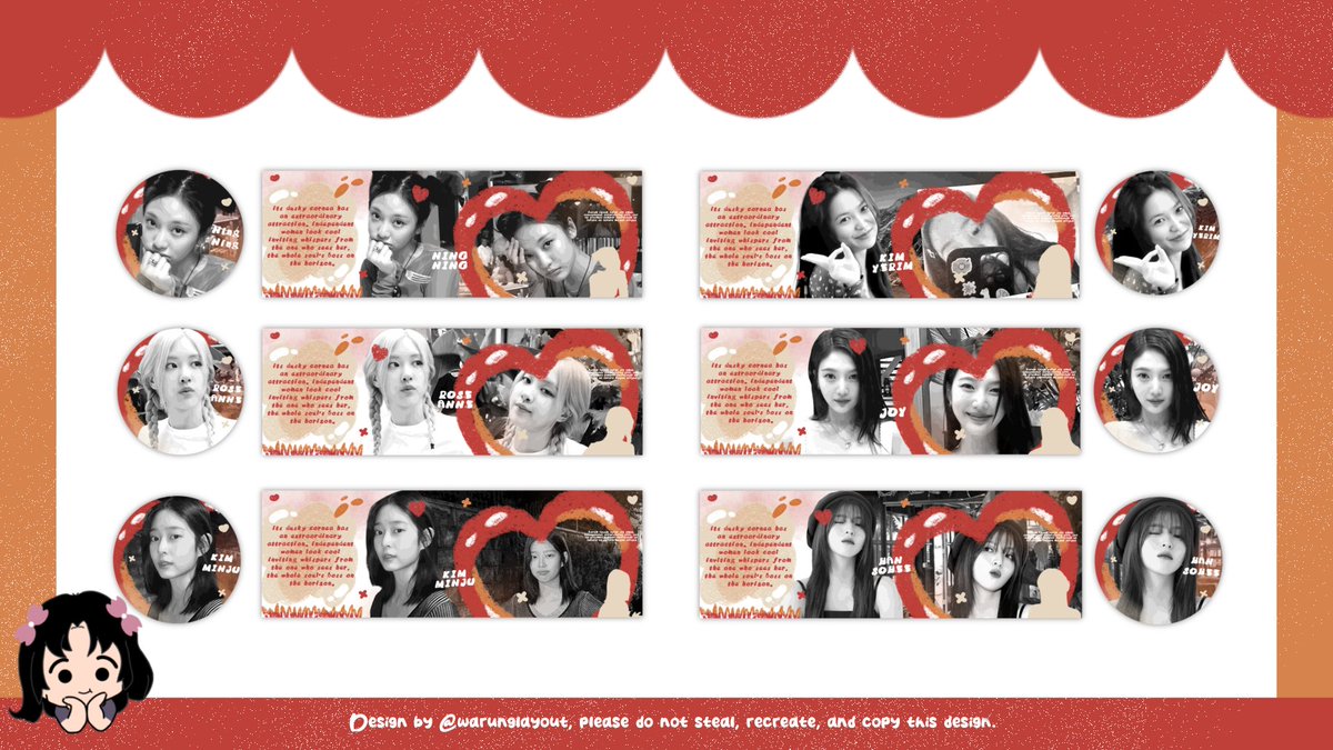 — help rt thank you 

Hi sweetie 🎀 <a href="/warunglayout/">Lea. OPEN🪞READY STOCK</a> ada layout ready stock baru nih bisa kalian take langsung loh, yuk buruan diorder 😍

Idr 13.000
Free retext
Payment Qris

Sold : sohee, karina pict 1

#zonauang