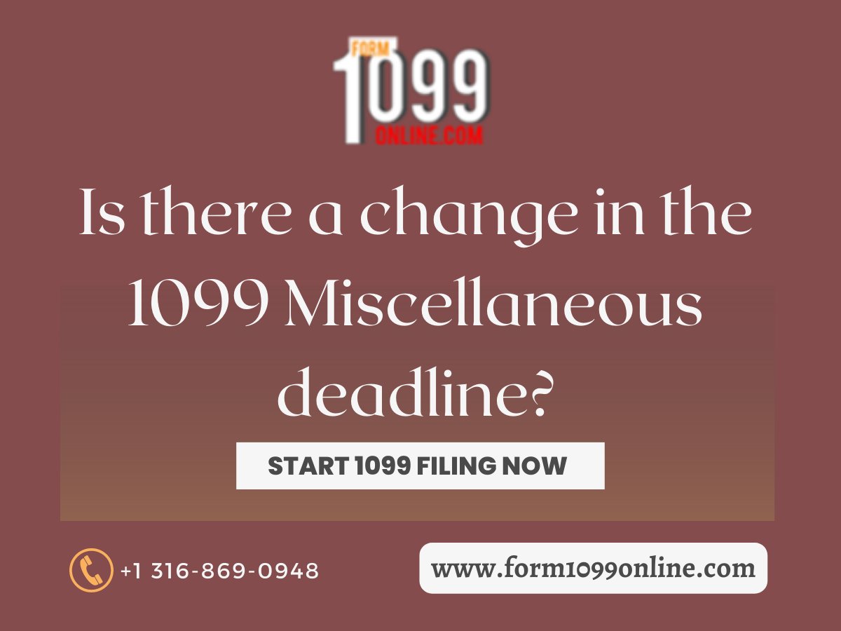 Is there a change in the 1099 Miscellaneous deadline?

More information: form1099online.com/blog/1099-misc…

Call: 316-869-0948
Mail: support@form1099online.com
#Form1099 #1099MISCForm #form1099online #TaxFiling #EFile1099MISC #TaxForms #IRSForms #1099Online #IRSfiling1099 #Form1099MISC