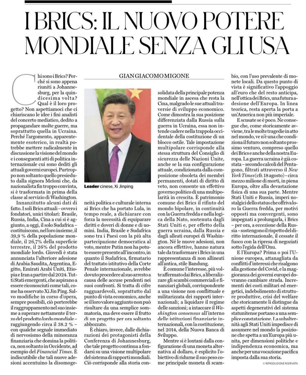 Surfiniae's tweet photo. I #BRICS : il nuovo Potere Mondiale senza lo #ZioSam https://t.co/hscG4x0z4j