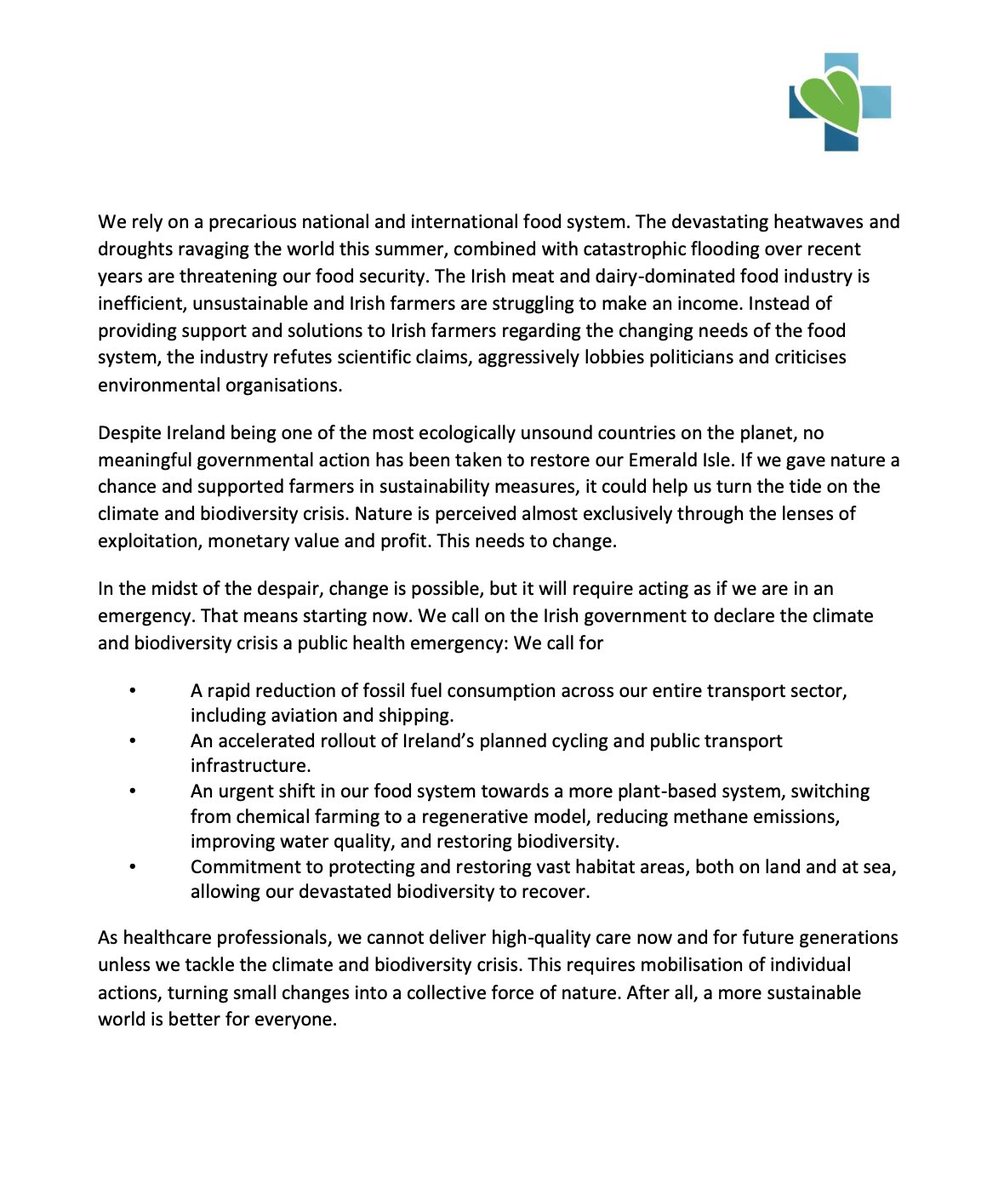 IrishDocsEnv's tweet photo. In May 2019, the government declared a climate &amp; biodiversity emergency. Following on from this, you'd expect rapid tangible #ClimateAction, but since, our overall emissions have barely dropped.

We need to to more - this is a public health crisis!
Our statement from August 16th. https://t.co/0sPDuw7zvI
