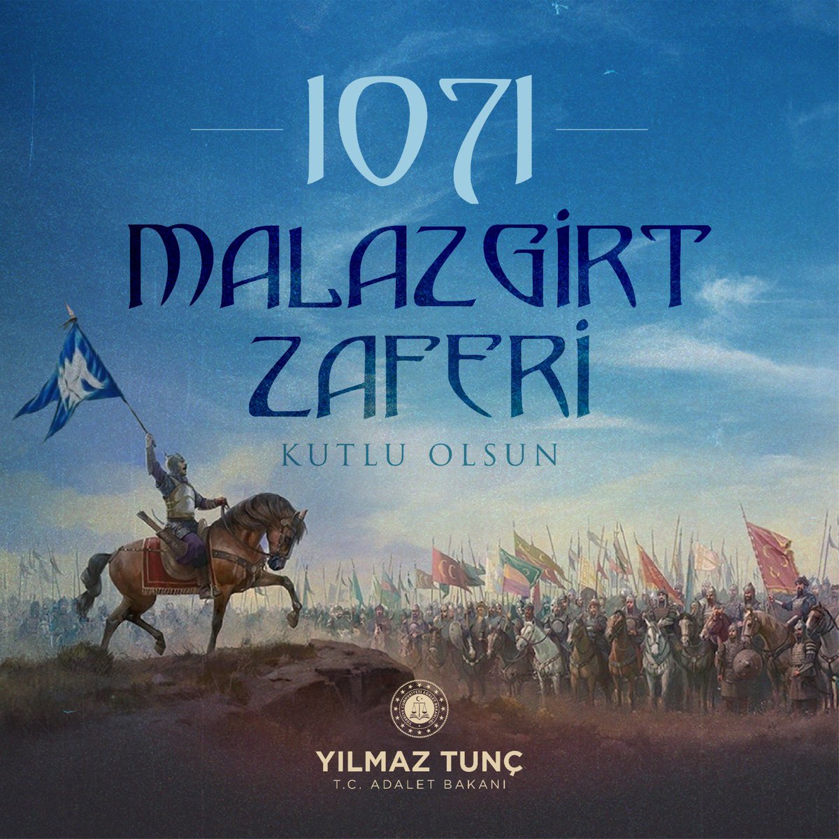 Malazgirt'te 1071 yılında kazandığı zaferle nice büyük zaferlerin önünü açarak Anadolu'muzu sonsuza kadar yurdumuz yapan Malazgirt Zaferi’nin 952. yıl dönümünde Büyük Selçuklu Devleti Sultanı Alparslan'ı ve kahraman ordusunu saygıyla ve rahmetle anıyorum. Malazgirt ruhuyla,…