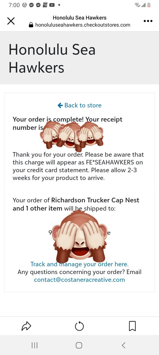 Put in an order for a trucker hat and hoodie! I need to know if Honolulu is on the design. We'll see. Would be a 100 times better if it was. Would be great if I got this in time for our trip! @SeaOhana Go #Seahawks honoluluseahawkers.checkoutstores.com/?fbclid=IwAR1E…