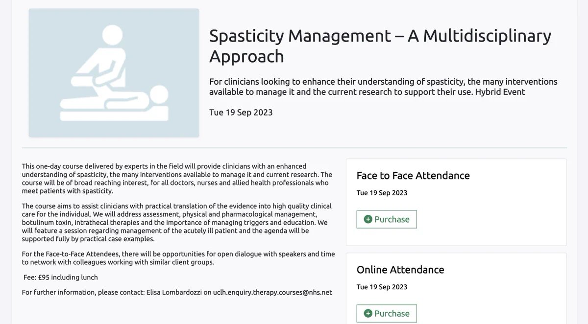 Places have been filling up very quickly for our 2023 Spasticity Management Study Day, but we still have a few face to face tickets available. If you are interested in attending, there is still time, and you can book via the link below: uclhcharitycourses.com/courses/spasti…