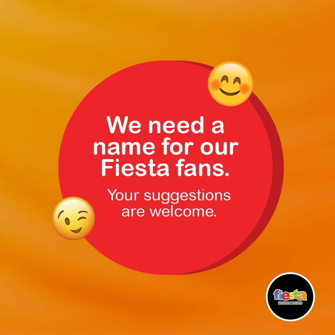 FiestaCondomsGH's tweet photo. We're on the hunt for the perfect name for our Fiesta fans. Your creative suggestions are warmly welcomed. The winning name will receive something special from us.
#SafetyShouldBeFun
#ChangeYourStyle https://t.co/Lio8d7yxNs