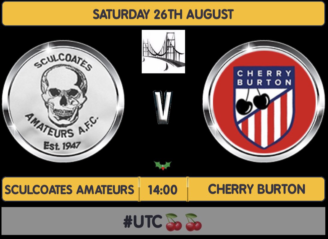 🔴🔵Game day🔴🔵

In our first game away from home this week we travel to St Mary’s 3G to face <a href="/sculcoatesAm/">Sculcoates Amateurs</a> #UTC🍒 

🏆 Humber Premier League 
📍 St Mary’s 3G 
⌚️ 1400