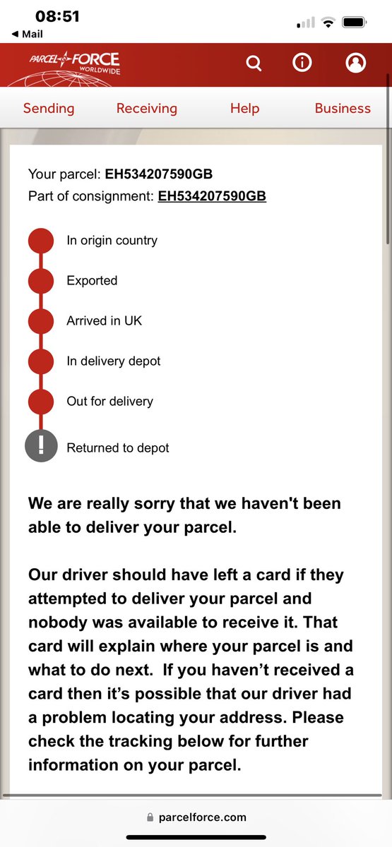 MorganSwales's tweet photo. @parcelforce I waited in for my delivery slot today and the driver didn’t attempt the delivery. If it is at the depot can I collect my item at the depot instead as I know they will not deliver to my address. https://t.co/lQuhlyi8uT