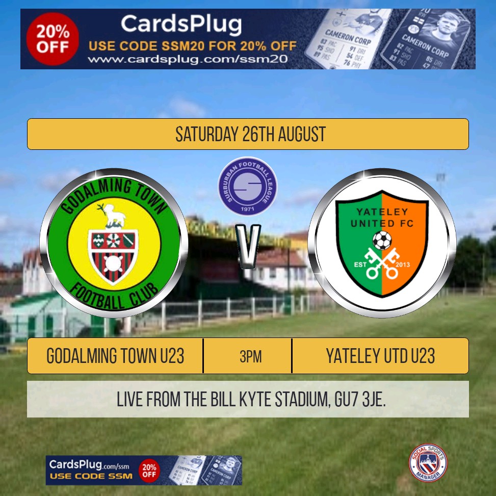 Gameday for the U23s ⚽️: We welcome <a href="/YateleyUtdFC/">Yateley United FC</a> U23 to The Bill Kyte Stadium. Kick off 3pm. Teabar and clubhouse will be open. £3 adults £2 concessions. COYGs.