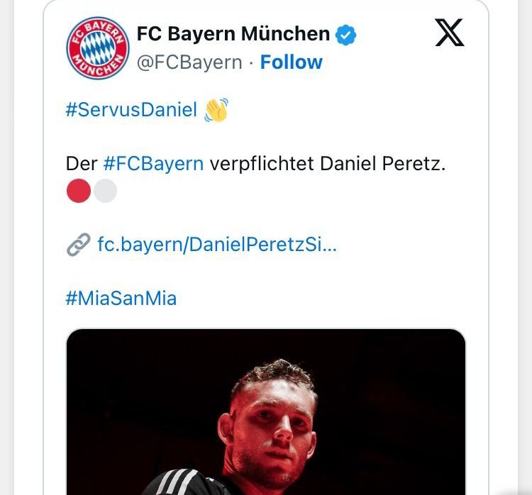 Se ha confirmado y Daniel Peretz ya ha firmado su contrato en Bayern Munich!!!