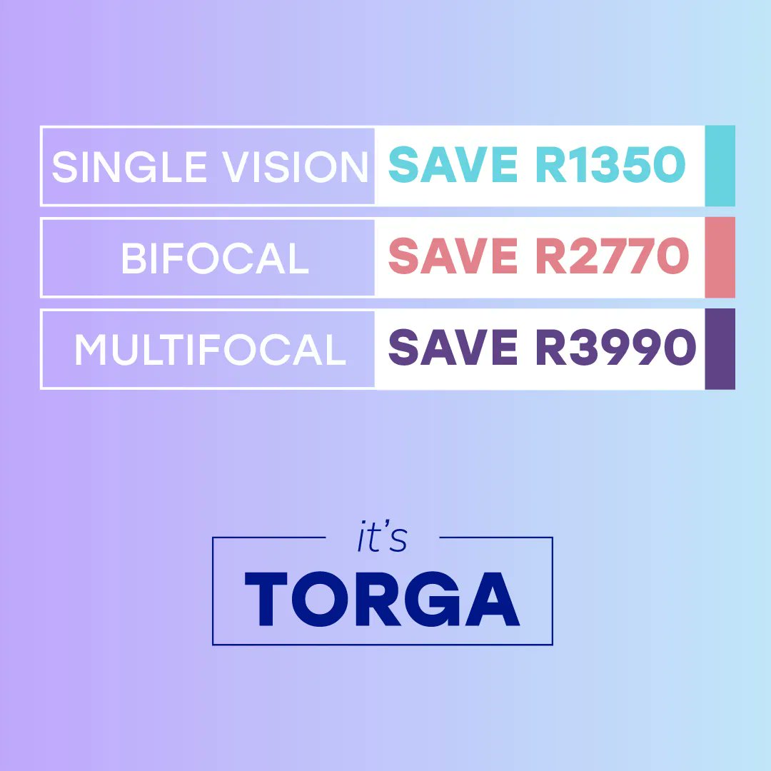 BaywestmallPE's tweet photo. Buy One Get One FREE 😎
Save up to R3990 when you buy yourself and your wife a pair of glasses at #torgaoptical in #BaywestMall. That’s two complete pairs of glasses (lens + frames) including scratch protection. That’s a bargain your wife is going to love you for 💜 https://t.co/EkrWzrg1G7