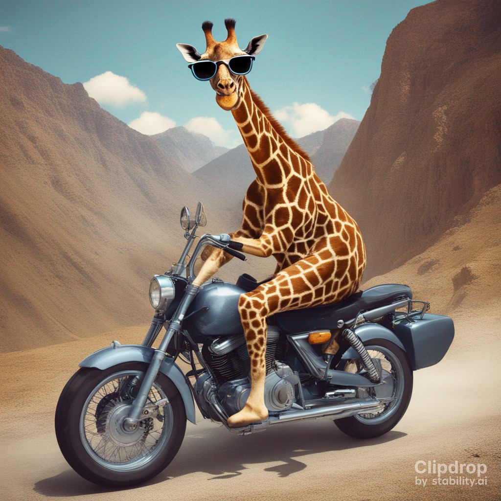 #GDGSurabaya #KerasCommunityDay #GenerativeAI 

'cool giraffe riding motorbike on mountain'