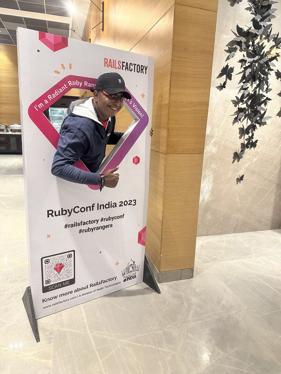 railsfactory's tweet image. 📸 Want to snag EPIC goodies during lunch?

Our selfie booth is calling your name! 

Tag &amp;amp; use - @railsfactory #rubyrangers
#RailsFactoryAtRubyConfIndia #rci 

🌟 Swing by, snap a pic, and reach to our folks for goodies! 🤳

 Let&apos;s make memories &amp;amp; score goodies together! 🎊