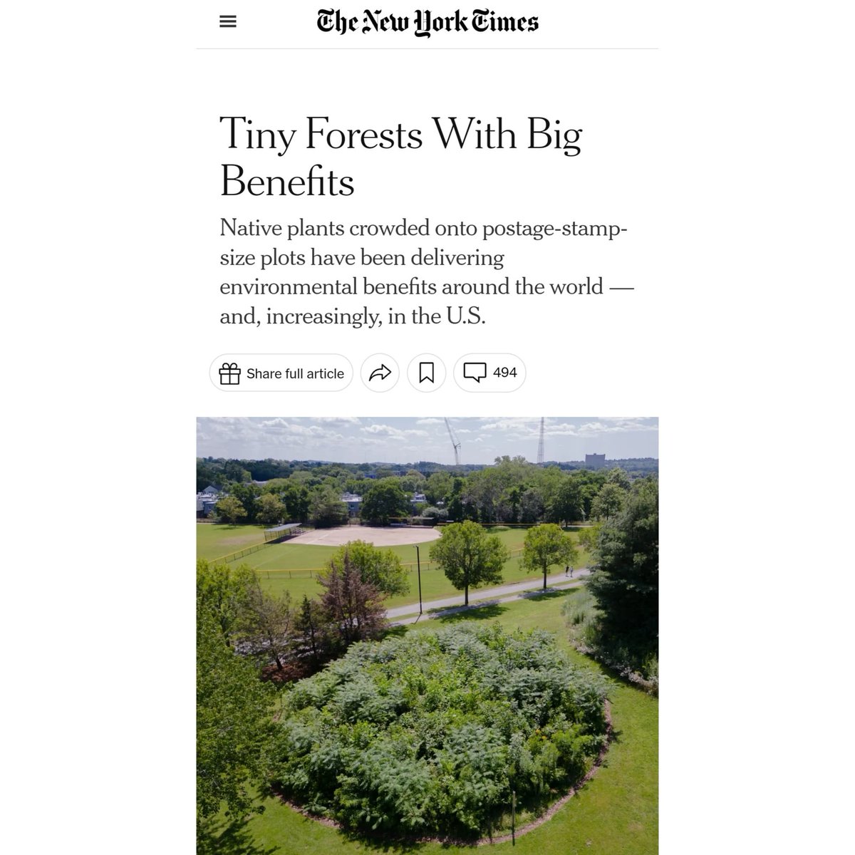 Honored to be mentioned in The New York Times today alongside global forest creators. Link : nytimes.com/2023/08/24/cli… #media #article #newyorktimes #mediaarticle #afforestation #Afforestt #NativeWildForever #IndigenousSpecies
