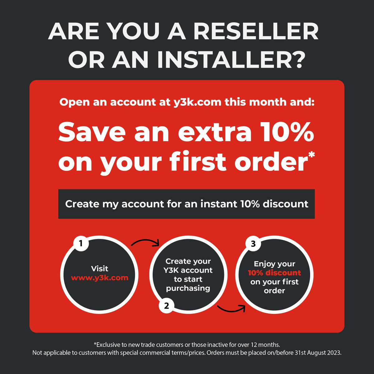 Y3K_CCTV's tweet photo. 🚨LAST CHANCE: #CCTV Installers &amp; Resellers🚨
Unlock an additional 10% OFF your first order with Y3K! 🛡️✅

• Industry-leading tech 📹
• Simple &amp; quick installation 🛠️
• Free technical support 📞

👉 Open an account by August 31st to save! https://t.co/hRWpygOYrG

#CCTVDeals https://t.co/4nzNHOSJOO