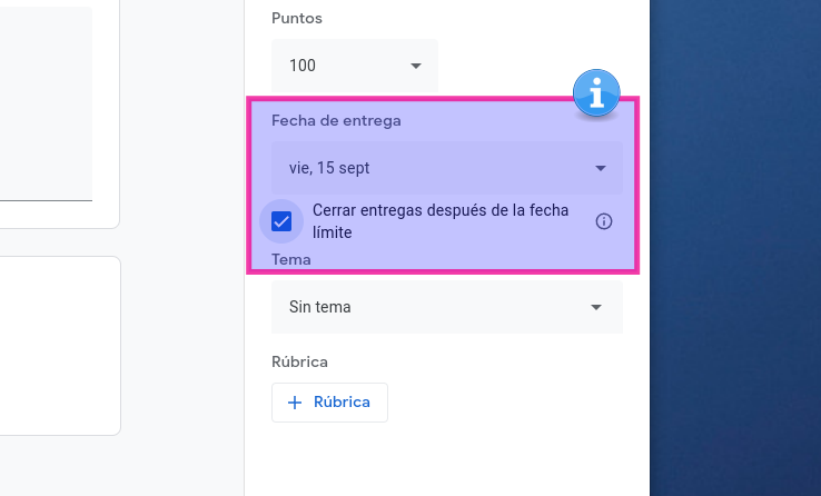 pfelipm's tweet photo. Pues ya lo tenemos aquí, impedir la entrega de tareas en #GoogleClassroom tras una fecha determinada ✋🛑. https://t.co/zNILASJlQ0